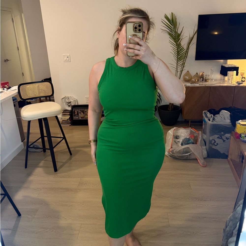 Fashion Nova Vibrant Green Midi Dress